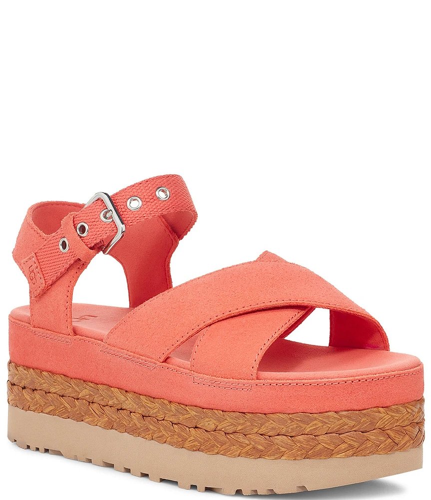 UGG Aubrey Ankle Suede Platform Espadrille Sandals