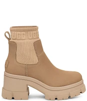 UGG Brooklyn Chelsea Nubuck Suede Block Heel Platform Booties