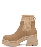 UGG Brooklyn Chelsea Nubuck Suede Block Heel Platform Booties