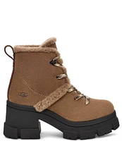 UGG Brooklyn Hiker Suede Fur Trimmed Platform Block Heel Booties