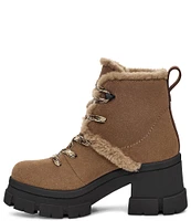 UGG Brooklyn Hiker Suede Fur Trimmed Platform Block Heel Booties