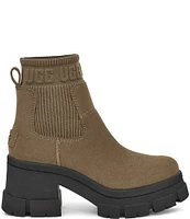 UGG Brooklyn Waterproof Suede Platform Lug Sole Chelsea Booties