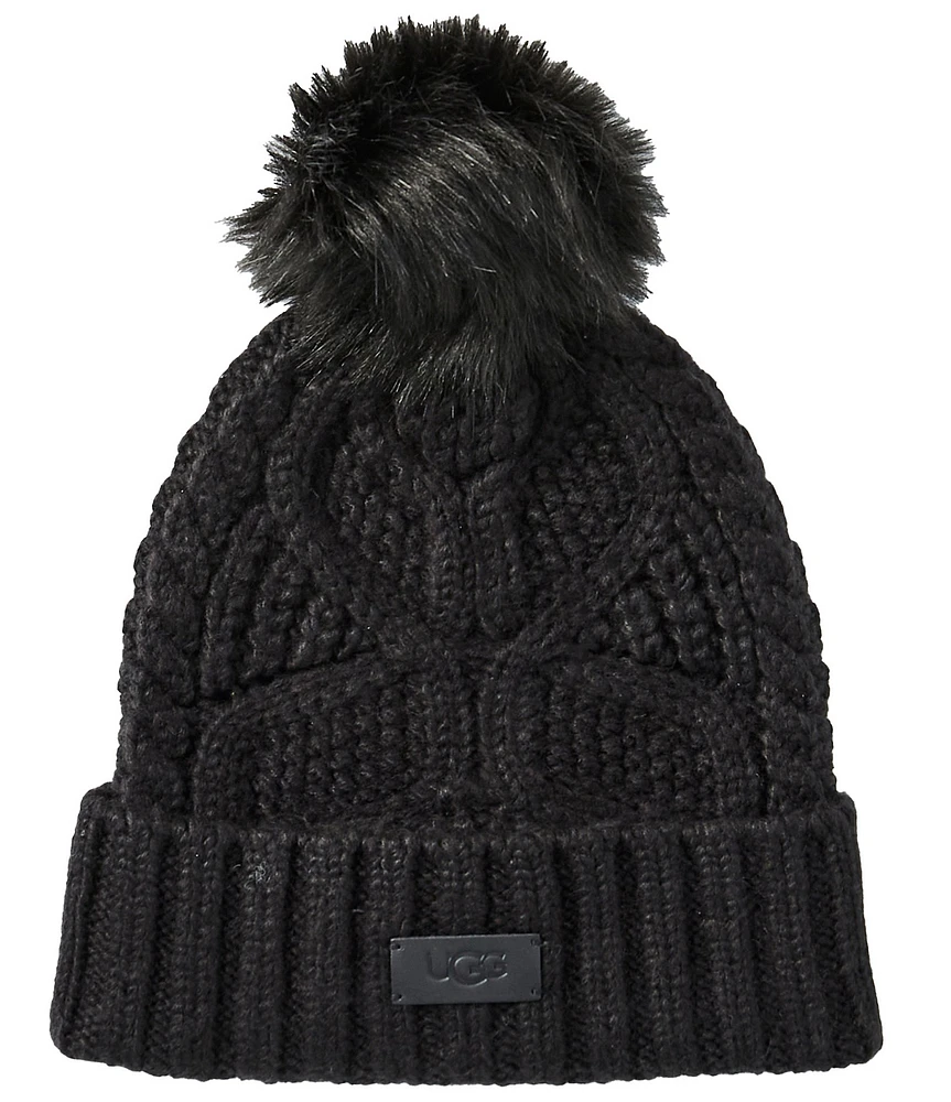 UGG Cable Knit Beanie Hat With Pom