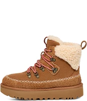 UGG Classic Alpine Lace Up Suede Fur Collar Booties