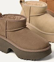 UGG Classic Ultra Mini New Heights Suede Platform Booties