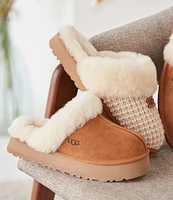 UGG Disquette Suede Fur Platform Slippers