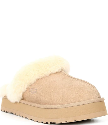 UGG Disquette Suede Fur Platform Slippers