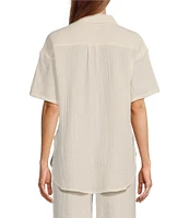 UGG Embrook Cotton Gauze Chest Pocket Button-Front Notch Collar Coordinating Lounge Top