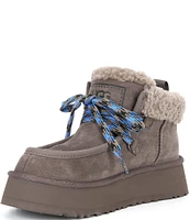 UGG Funkarra Cabin Cuff Suede Fur Collar Lace-Up Booties