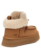 UGG Funkarra Cabin Cuff Suede Fur Collar Lace-Up Booties