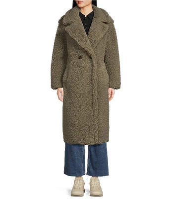 UGG Gertrude Long Teddy Double Breasted Notch Lapel Coat