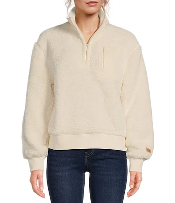 UGG Janeann Plush Fleece Stand Collar Half-Zip Sweater