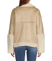 UGG Mindy Luxe Fluff Faux Shearling Shawl Collar Double Breasted Jacket