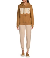 UGG Rey Fuzzy Logo Long Sleeve Hoodie