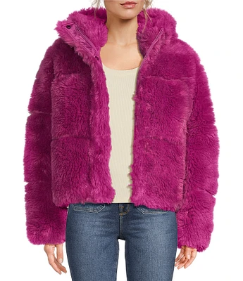 UGG Ronney Faux Fur Hooded Cropped Puffer Jacket