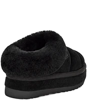 UGG Tazzlita Suede Fur Collar Platform Clog Slippers