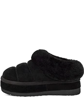 UGG Tazzlita Suede Fur Collar Platform Clog Slippers