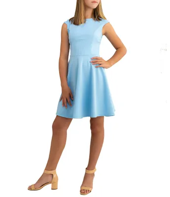 Un Deux Trois Big Girls 7-22 Cap Sleeve Textured Trapeze Dress