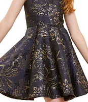 Un Deux Trois Big Girls 7-16 Floral Satin Fit And Flare Dress