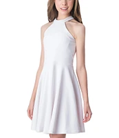 Un Deux Trois Big Girls 7-20 Halter Fit-And-Flare Dress