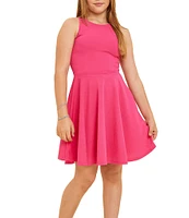 Un Deux Trois Little/Big Girls 4-22 Racer-Back Textured Fit-And-Flare Dress