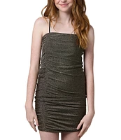 Un Deux Trois Big Girls 7-16 Ruched Sleeveless Glitter Knit Dress