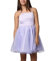 Un Deux Trois Big Girls 7-16 Satin Tulle Sleeveless Fit-and-Flare Dress