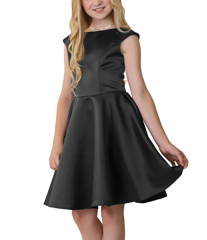 Un Deux Trois Big Girls 7-22 Cap Sleeve Satin Fit-And-Flare Dress