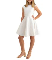 Un Deux Trois Big Girls 7-22 Cap-Sleeve Satin Jacquard Fit-And-Flare Dress