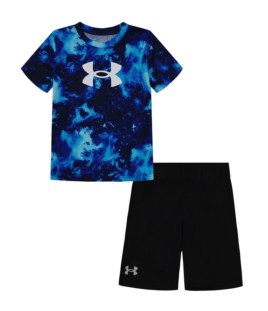 Under Armour Little Boys 2T-7 Short Sleeve Printed Tee & Shorts Set