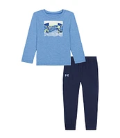 Under Armour Baby Boys 12-24 Months Long-Sleeve Gradient Logo Jersey T-Shirt & Fleece Jogger Pant Set