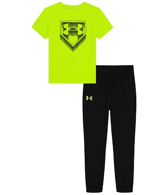 Under Armour Baby Boys 12-24 Months Short Sleeve Big Icon Logo Graphic T-Shirt & Solid Jogger Pant Set