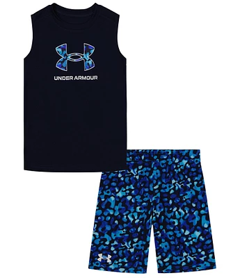 Under Armour Baby Boys 12-24 Months Short Sleeve Orb Form Tank Top & Printed Shorts Set