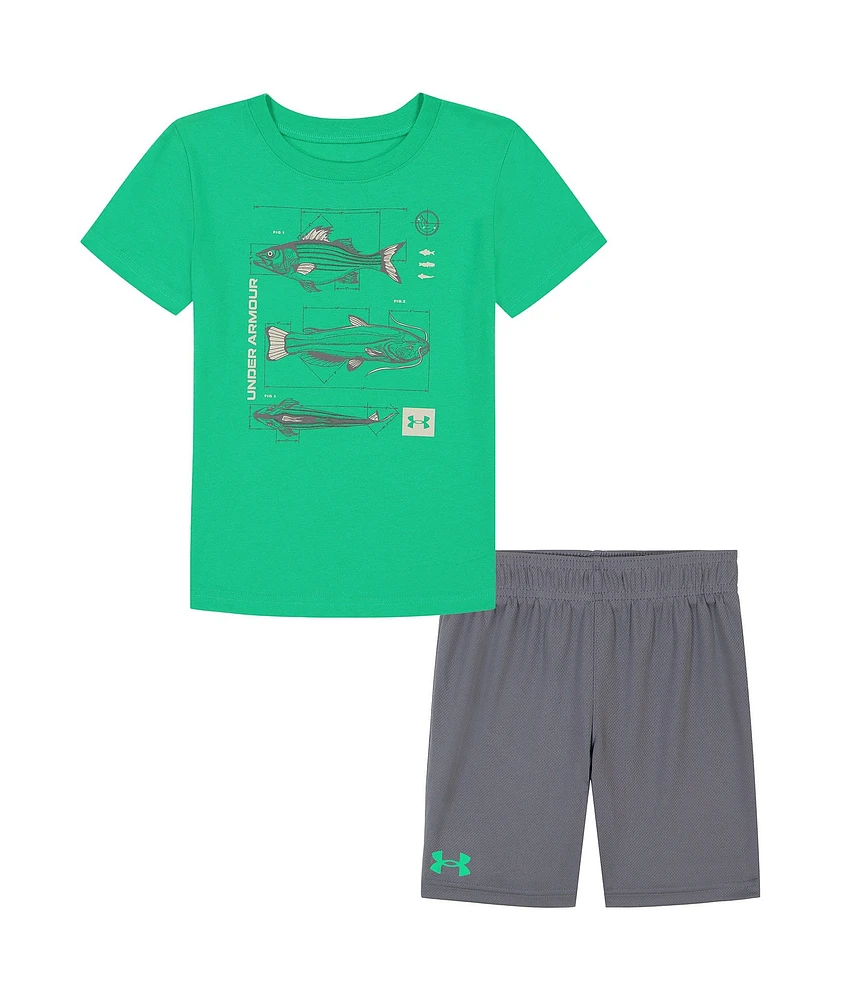 Under Armour Baby Boys 12-24 Months Short-Sleeve Technical Fish Jersey T-Shirt & Solid Flat-Back Mesh Shorts Set