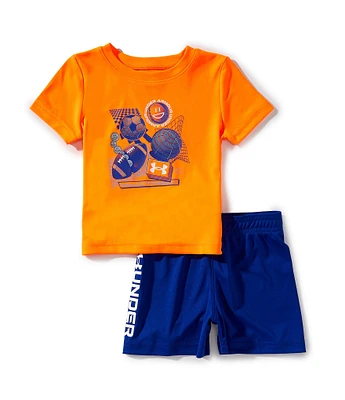 Under Armour Baby Boys 12-24 Months Sports Graphic Logo T-Shirt & Multi-Sport Tech Shorts Set