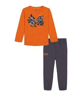 Under Armour Baby Boys 3-24 Months Long Sleeve Big Icon Twist Tech T-Shirt & French Terry Jogger Pant Set