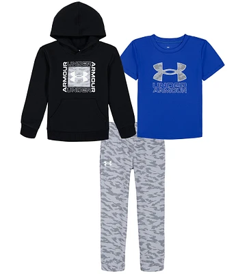 Under Armour Baby Boys 3-24 Months Solid Logo Fleece Hoodie & Animal-Printed Fleece Jogger Pants & Short Sleeve T-Shirt Set