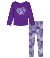 Under Armour Baby Girls 12-24 Months Long-Sleeve Heart-Graphic T-Shirt & Sublimation-Printed Leggings Set