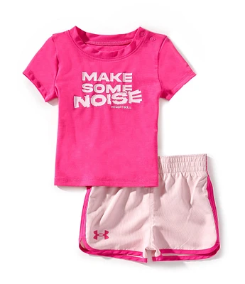 Under Armour Baby Girls 3-24 Months Make Some Noise T-Shirt & Lightweight Comfort Short Set