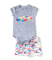 Under Armour Baby Girls 3-24 Months Short Sleeve Graphic Logo Tech Jersey T-Shirt & Logo-Printed Microfiber Shorts Set
