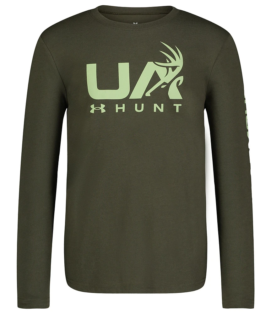 Under Armour Big Boys 8-20 Long Sleeve Hunt/Logo Graphic T-Shirt