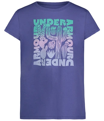Under Armour Big Girls 7-16 Short Sleeve Cacti Logo Gradient T-Shirt