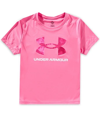 Under Armour Big Girls Short Sleeve UA Teck Big Logo Printed Graphic T-Shirt