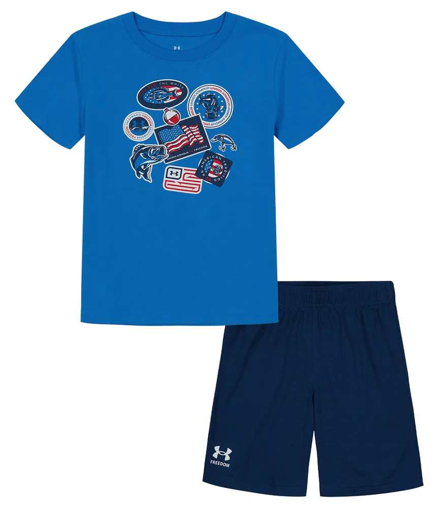 Under Armour Little Boys 2T-7 Short Sleeve Freedom Bass Tee & Shorts Set