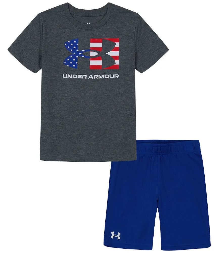 Under Armour Little Boys 2T-7 Short Sleeve Freedom Icon Flag T-Shirt & Shorts Set