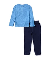 Under Armour Little Boys 2T-6X Long Sleeve Gradient Graphic Logo Knit T-Shirt & Fleece Jogger Pants Set