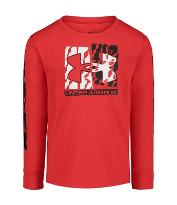 Under Armour Little Boys 2T-7 Long Sleeve Logo Graphic Zig Zag T-Shirt