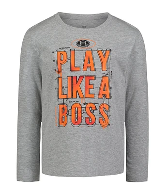 Under Armour Little Boys 2T-7 Long Sleeve Play Like A Boss Graphic T-Shirt