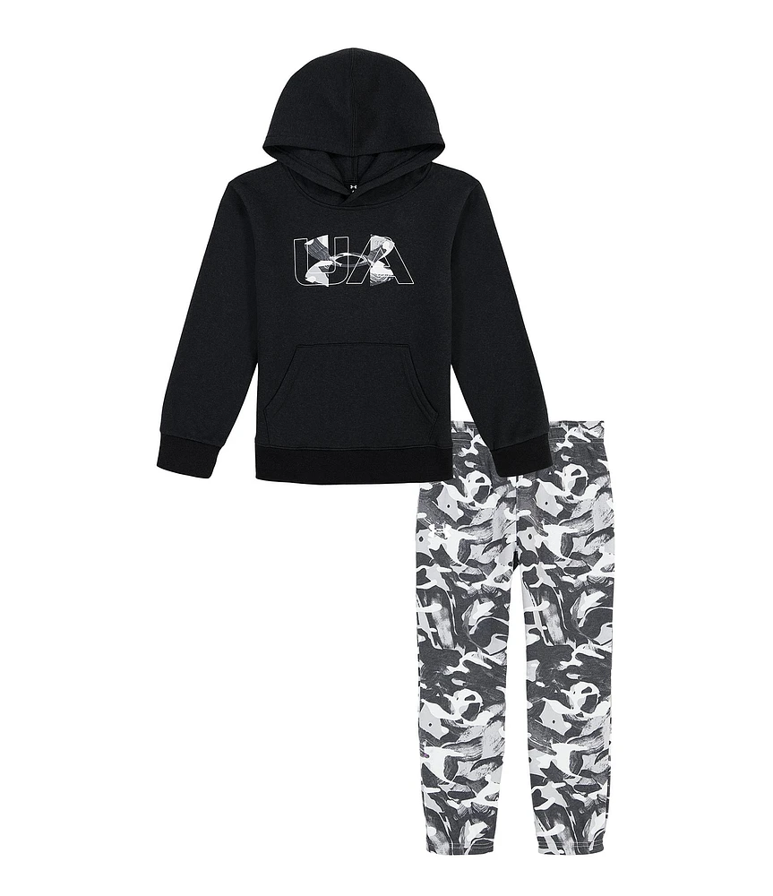 Under Armour Little Boys 2T-7 Long-Sleeve Rival Fleece Hoodie & Camouflage-Printed Fleece Jogger Pant Set