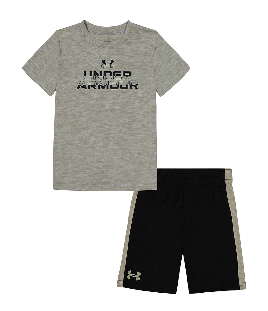 Under Armour Little Boys 2T-7 Short Sleeve Big Core T-Shirt & Side Panel Shorts Set